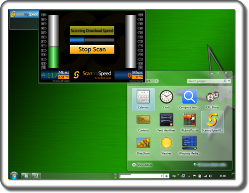 ScanmySpeed Windows internet speed test gadget preview